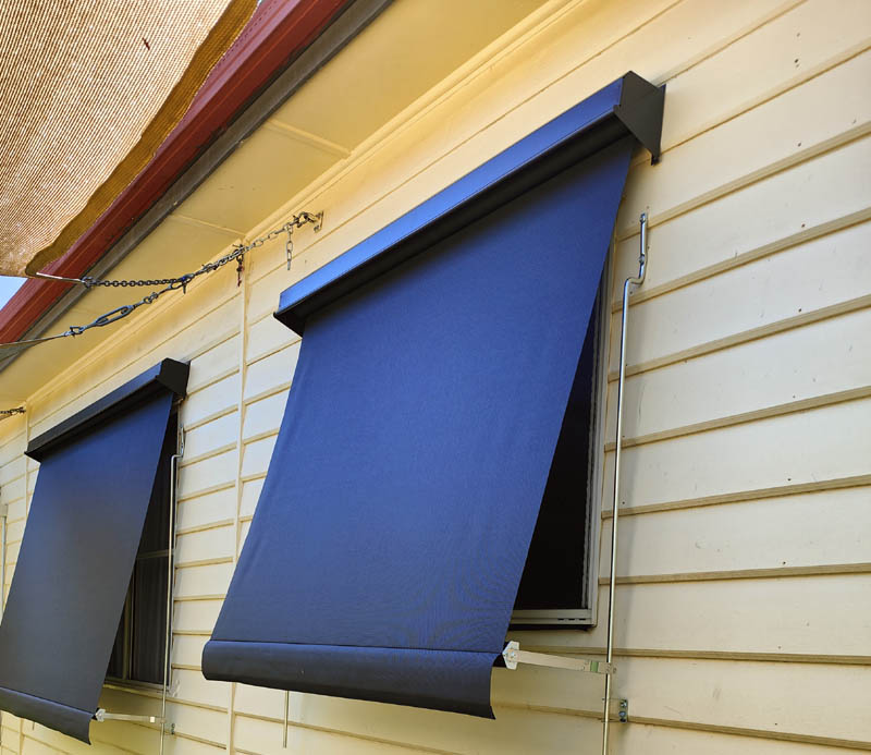Weather resistant outdoor blinds